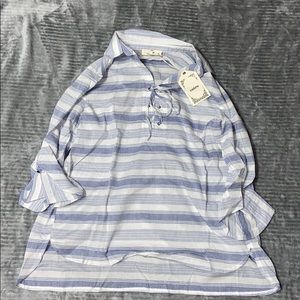 Entro Striped Linen Shirt With Tie Detail
